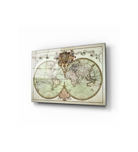 Miyrem Glasses Collection -A1^#  Dünya Haritası 49 Cam Tablo (Çok Renkli)