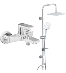 ECA Dalia Banyo Bataryası+T-MAY Banyo Çamlıca Kare Tepe Duş Takımı Seti Paslanma (Krom)