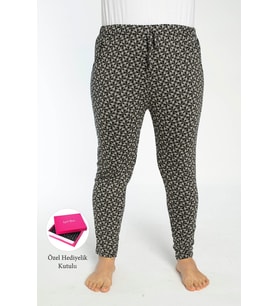 Büyük Beden Cepli Viskon Yazlık Pijama Altı y6 (Siyah)