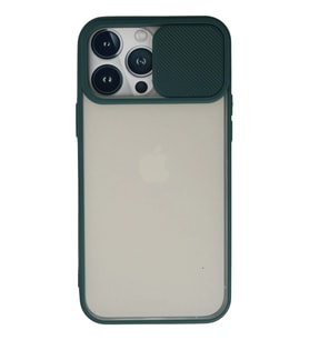Pilelistore   iPhone 13 Pro Max Kılıf Palm Buzlu Kamera Sürgülü Silikon - Yeşil