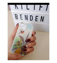 iPhone 13 Mini Çiçek ve Kuş Desen Telefon Kılıfı