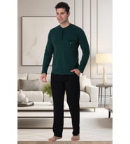 Mecit 2904 Erkek Yeşil Yüzde Yüz Pamuk Büyük Beden Pijama Takımı