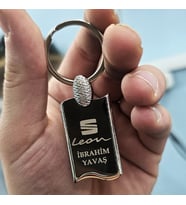Kişiye Özel İsimli Metal Anahtarlık Kutulu Araç Araba Anahtarlık Logo Marka Baskılı (Siyah)
