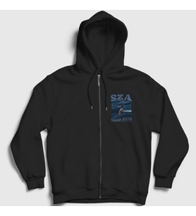 Presmono Unisex Siyah Good Days Müzik Sza Fermuarlı Kapüşonlu Sweatshirt 475217tt