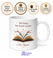 Roman Sever İçin Kişiye Özel Kitap Temalı Baskılı Kupa Bardak Hediye