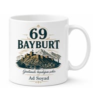Bayburt Plakalı Seramik Hediyelik Kupa Bardak - 69 Plaka Bayburt Hediye