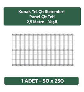 KONAK TEL ÇİT SİSTEMLERİ 1 ADET PANEL ÇİT TELİ 50X250 CM (Yeşil)