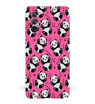 Samsung Galaxy S20 FE Uyumlu Lansman Kılıf Panda Tasarımlı İçi Kadife Kapak-Neon Pembe (Şeffaf)