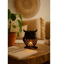 3D Dekoratif Baykuş Mumluk, Tealight Mumluk, Bohem Rustik Ev Dekoru, Hediyelik Romantik Aydınlatma