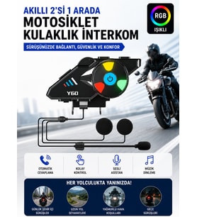 Y600 IPX6 Su Geçirmez RGB Bluetooth 5.3 Sesli Asistan İNTERKOM Kask Kulaklığı 1000MAH