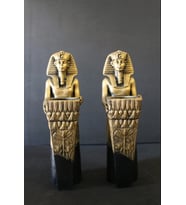 Antik Mısır Firavun Ikili Set Mumluk (mum Dahil) Şamdan 25x9cm (Siyah-Sarı)