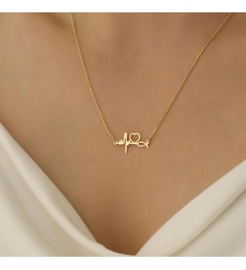 925 Ayar Gümüş Kalp Atışı Kolye (Gold)
