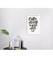 BK Home Coffee Tasarımlı Dekoratif Ahşap Beyaz Çerçeveli Tablo-48