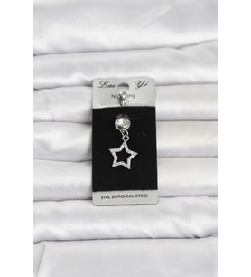 316L Cerrahi Çelik Sallantılı Yıldız Model Göbek Piercing 5886 - SSSSSS1452-3080