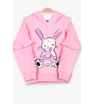 Breeze Kız Çocuk Sweatshirt Tavşan Baskılı 1.5-5 Yaş, Pudra