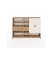 Arges Dolap 10 Raflı 2 Çekmeceli 2 Kapaklı 220x30x163 Çam-Aytaşı/Çam