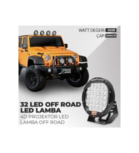 9" 96w 32 Led Explorer Siyah Off Road Led Lamba Uyumlu