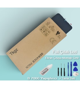 Tkgz - Samsung Galaxy A02S - SM-A025 Uyumlu Lcd Ekran Dokunmatik SERVİCE PACK - ÇITALI- Montaj Seti + B-7000