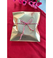 Gold Janjanlı 10 Adet Hediye Paketi - Yapışkanlı - 12 x 17 cm (Kahverengi)