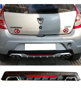 Dacia Sandero Siyah Difüzör Difizör Kare Egzoz Görünüm Reflektörlü