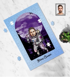 Kişiye Özel Uzay Karikatürlü A3 130 Parça Puzzle Bay-6