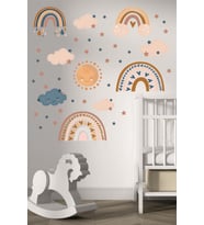 Gökkuşağı Bulut Çocuk Odası Duvar Sticker Dekorasyon Seti Model 1 (Karışık)