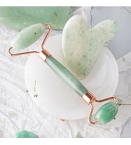 Aventurin Taşı Masaj Takımı - Roller ve Gua Sha Kalpli Set (Karışık)