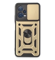 Newface Xiaomi Redmi Note 12 5G Kılıf Pars Lens Yüzüklü Silikon - Gold