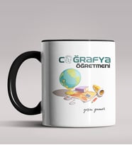 Kişiye Özel Coğrafya Öğretmeni Tasarımlı Siyah Renk Kupa Bardak 4 (Siyah)