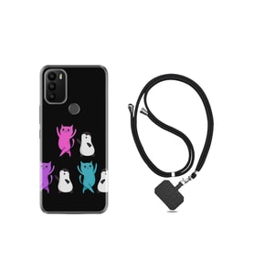 General Mobile Gm 21 Plus Kılıf Ipli Boyun Askılı Desenli Silikon Cat Dance 1824
