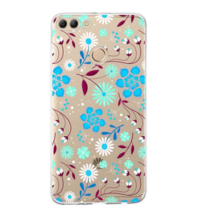 Huawei Y9 2018 Uyumlu Kapak Flowers Tasarımlı Şeffaf Silikon Kılıf