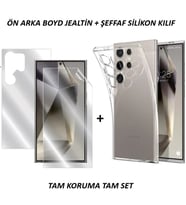 Galaxy S24 Ultra Uyumlu Ön+Arka Şeffaf Body Nano Jelatin ve Şeffaf Silikon Kılıf