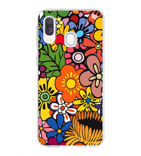 PrintiFy Samsung Galaxy A40 ile Uyumlu 1mm Slim Fit Retro Colors 2 Baskılı Şeffaf  Kılıf