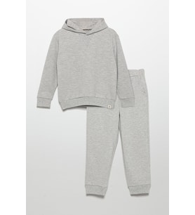 Çizgili Kapişonlu Jogger Gri Alt Üst Takım