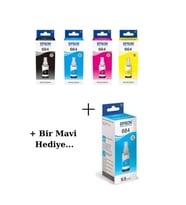 T664 Ecotank L121 4 Renk Orjinal Mürekkep Seti + 1 Adet Mavi Hediyeli T664 315 1-
