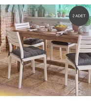 2'Li Set 45x45 Cm Antrasit Gri Bağcıklı Sandalye Minderi - Pamuk Polyester Kumaş Kırpıntı Süngerli Bahçe ve Mutfak Sandalye Minderi