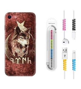 Apple iPhone 5 6 7 8 Plus Se XR Kılıf Kablo Koruma Spiral Silikon Göktürk 3 1412