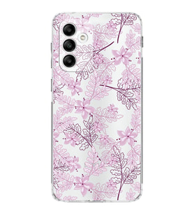 Samsung Galaxy M23  Kamera korumalı Kapak Floral Pudra Tasarımlı  Şeffaf Kılıf