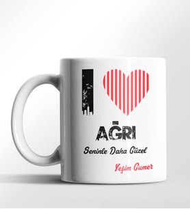 Kişiye Özel Ağrı Seninle Daha Güzel Tema Beyaz Kupa