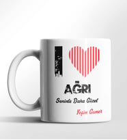 Kişiye Özel Ağrı Seninle Daha Güzel Tema Beyaz Kupa
