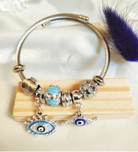 PANDORA NAZAR BONCUKLU CHARMLI ÇELİK BİLEKLİK