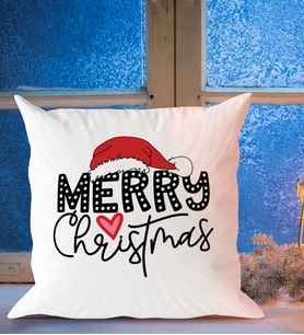 BK Gift Merry Christmas Tasarımlı Beyaz Yastık-1
