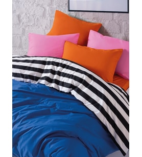 Cozy Home Popping Colors Çift Kişilik Lastikli Çarşaflı Nevresim Takımı Dusk Mavi