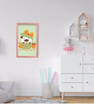 BK Home Tatlı Köpek Tasarımlı Dekoratif Pembe Ahşap Çerçeveli Çocuk Odası Tablo-1