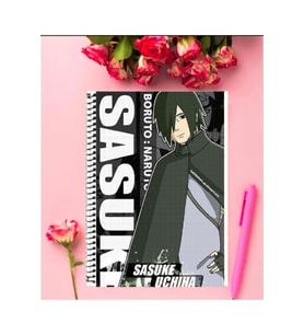 Sasuke Uchiha Anime Defter 1 Adet Özel Tasarım A4 Boyutu Telli Kareli Defter 21*29 Cm