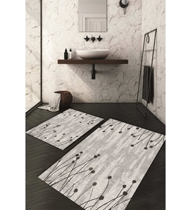 Dijital Baskılı Kaymaz Taban Yıkanabilir 2'li Klozet Takımı Banyo Paspası NDKZ-HT-165 (Gri)