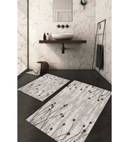 Dijital Baskılı Kaymaz Taban Yıkanabilir 2'li Klozet Takımı Banyo Paspası NDKZ-HT-165 (Gri)