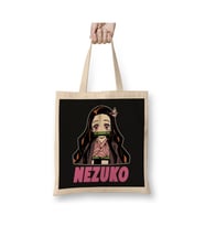 Demon Slayer Kimetsu No Yaiba Nezuko Anime Beyaz Bez Çanta Uzun Saplı Alışveriş Çantası