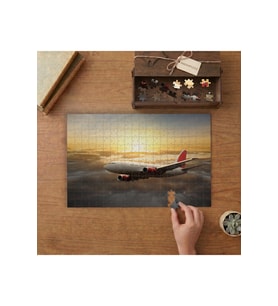 Bulutların Arasındaki Uçak Tasarımı 240 parça Ahşap Puzzle Ahşap Kutuda MP04817