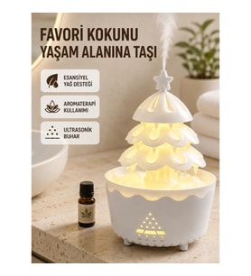 Mey İthalat® 250 ML Şans Ağacı Hava Nemlendirici Çok Renkli Işıklı Aroma Cihazı
